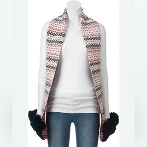 Disney Mickey Mouse Ears Pom Pom Knit Neck Scarf Pocket Hand Warmers Winter